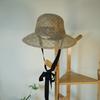 Japanese Retro Cute Hollow Hand-Woven Straw Pot Hat Women'S Summer Versatile Bucket Hat Sun Protection Lace-Up Straw Hat