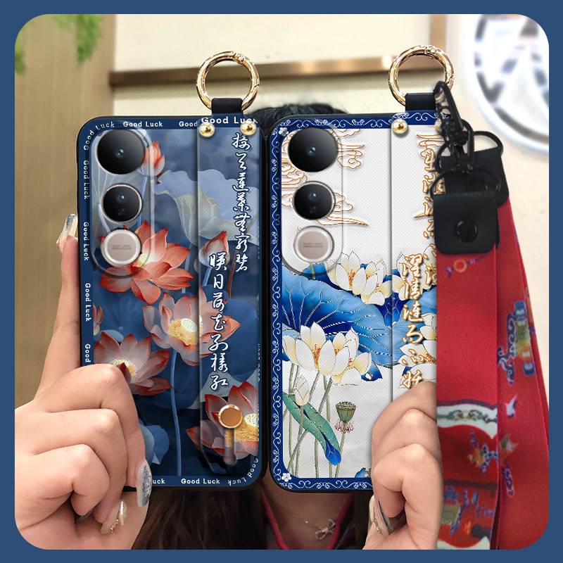 Elderly Lady Dirt-resistant Phone Case For VIVO V50 Lite 5G Global Waterproof Lanyard For Mom Silicone Back Cover Ring