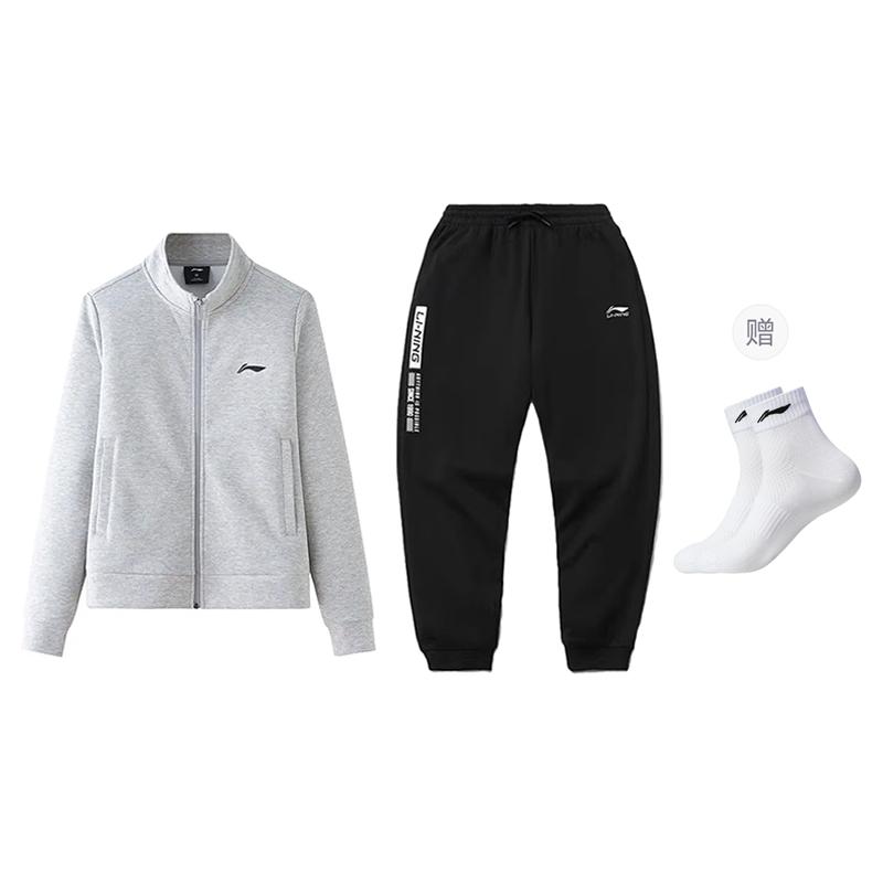 Li Ning Neformální sportovní oblečení Unisex Mince Šedá+Černá AWDVP57-1+AKLUB29-1