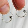Vintage Simple Silver Color Metal Geometry Carving Spiral Dangle Earrings for Women Jewelry