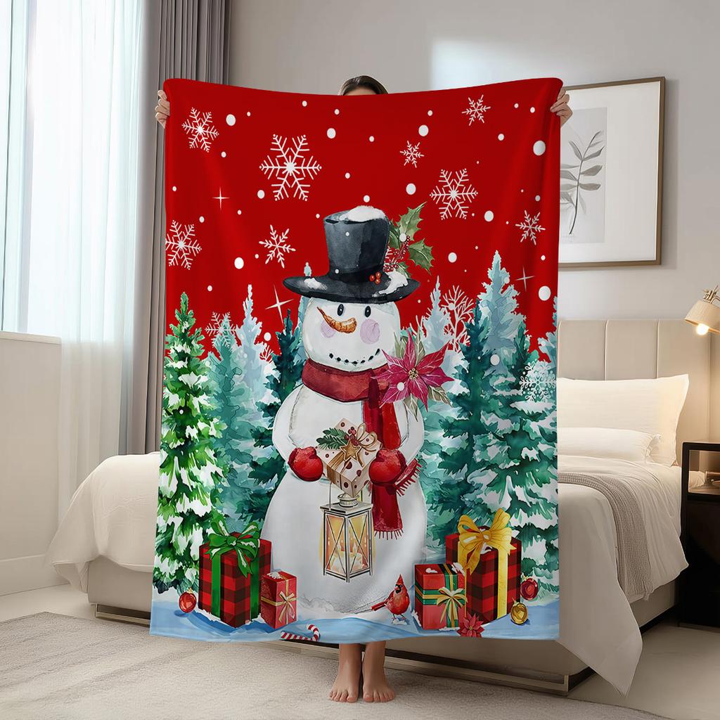 1pc Christmas snowman blanket, comfortable flannel printed blanket, nap warm sofa blanket, exquisite Christmas gift blanket