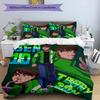 3-teiliges Bettbezug-Set (1 * Bettbezug + 2 * Kissenbezug, ohne Kern), Ben 10 Cartoon-Aufdruck Bettwäsche-Set, Schlafzimmer-Dekoration, Ganzjahres, Geburtstagsgeschenk