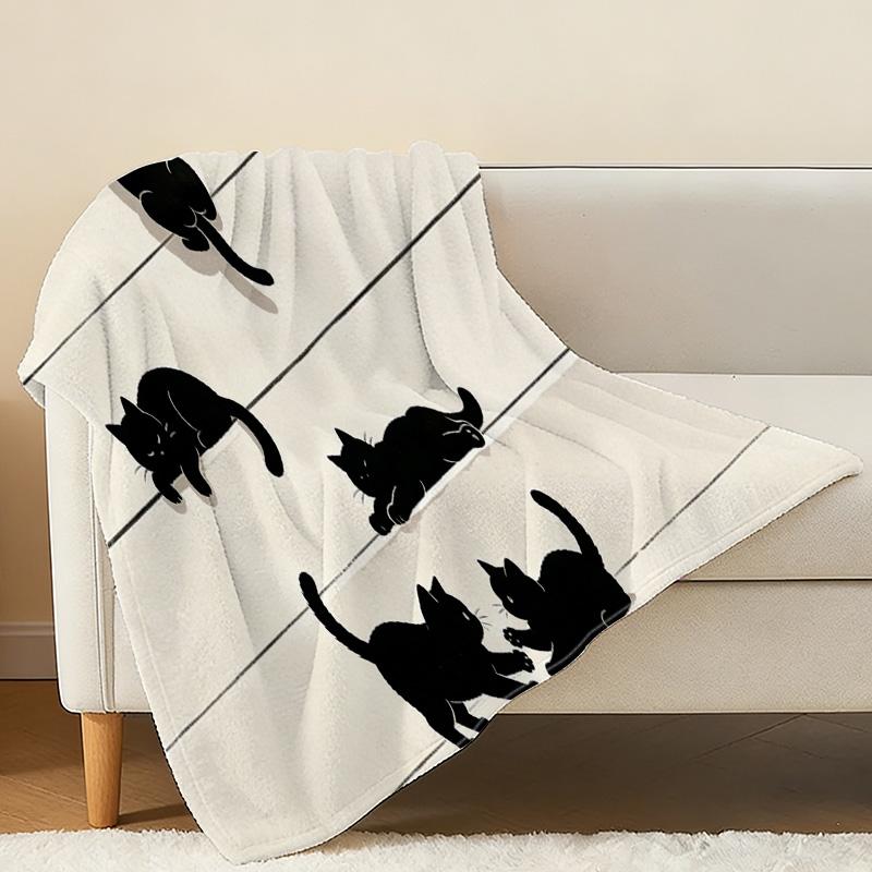 Black Cat Series Flannel Throw Blanket | Ultra Soft, Warm & Cozy, Machine Washable, Perfect for Home, Office Naps, Halloween & Christmas