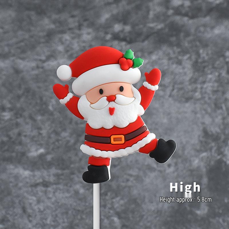 Popular Soft Glue Christmas Cake Ornaments: Santa Claus & Snowman Inserts for Holiday Party Desserts