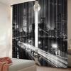 2pcs New York City Night Scene Printed Curtains, Pole Bag Curtains, Bedroom and Living Room, Home Decoration, Room Decoration