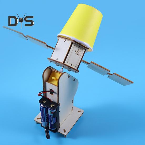 1 Set DIY Artificial Satellite Model Kit Educational Handmade Wooden Puzzle Satellite Model Kids Science Exploration Projects STEM Toy