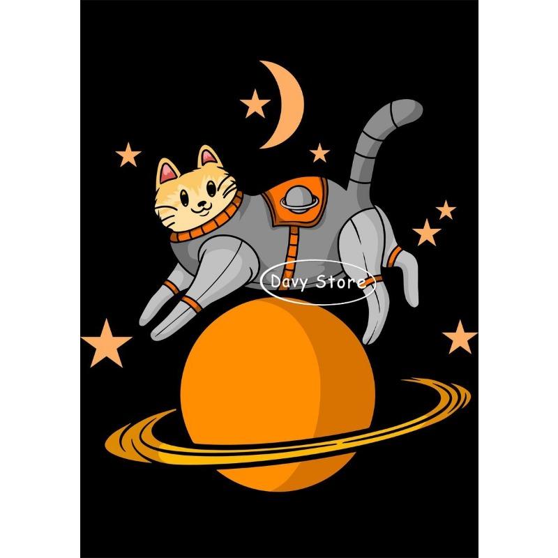 

Funny Animal Dog Cat Astronaut Space Planet Cartoon Posters and Prints Canvas Painting Wall Art Pictures for Room Home Decor 21cm×30cm NoFrame