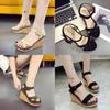 Womens Flat Sandals With Velvet Upper And Ankle Buckle For Summer Casual Wear