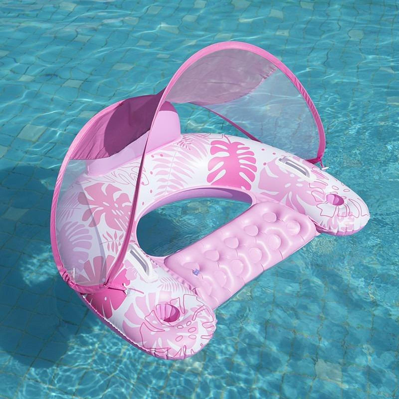 

Плавающий бассейн с навесом, держателем для стакана, компактный шезлонг для озера Summer Beach, зеленый