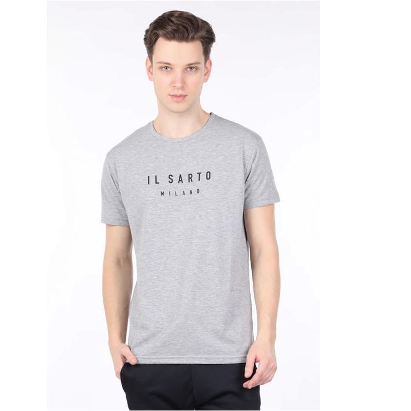 

Мужская серая футболка с круглым вырезом M серый