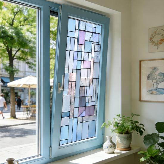 Static Glass Sticker Glue-Free Installation Electrostatic Window Film No Residue Waterproof Sunproof Privacy Film Day & Night Privacy Protection &
