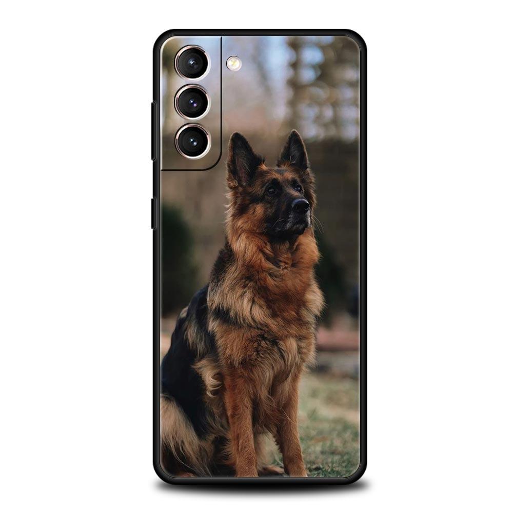 German Shepherd Dog Cartoon Soft Phone Case For Samsung Galaxy S25 Edge S24 Plus S23 FE S22 S21 S20 Ultra 5G S10 Protect Cover