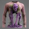 Mens Loose Fit Hooded Sweatshirt Halloween Horror Cartoon Print Long Sleeve Pullover Teens Adults