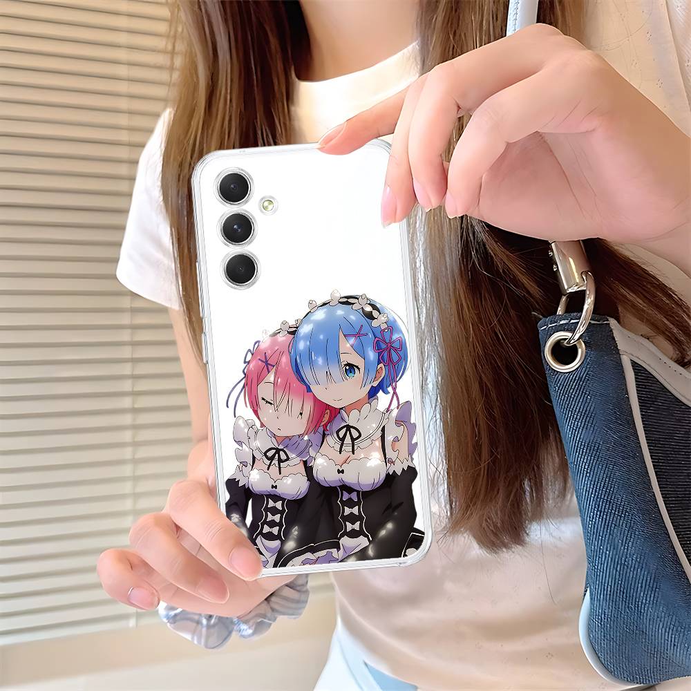 Anime RE ZERO Ram Rem Phone Case For Samsung Galaxy S21 S22 S23 S24 S25ULTRA FE Ultra Plus5G A52S Transparent Cover
