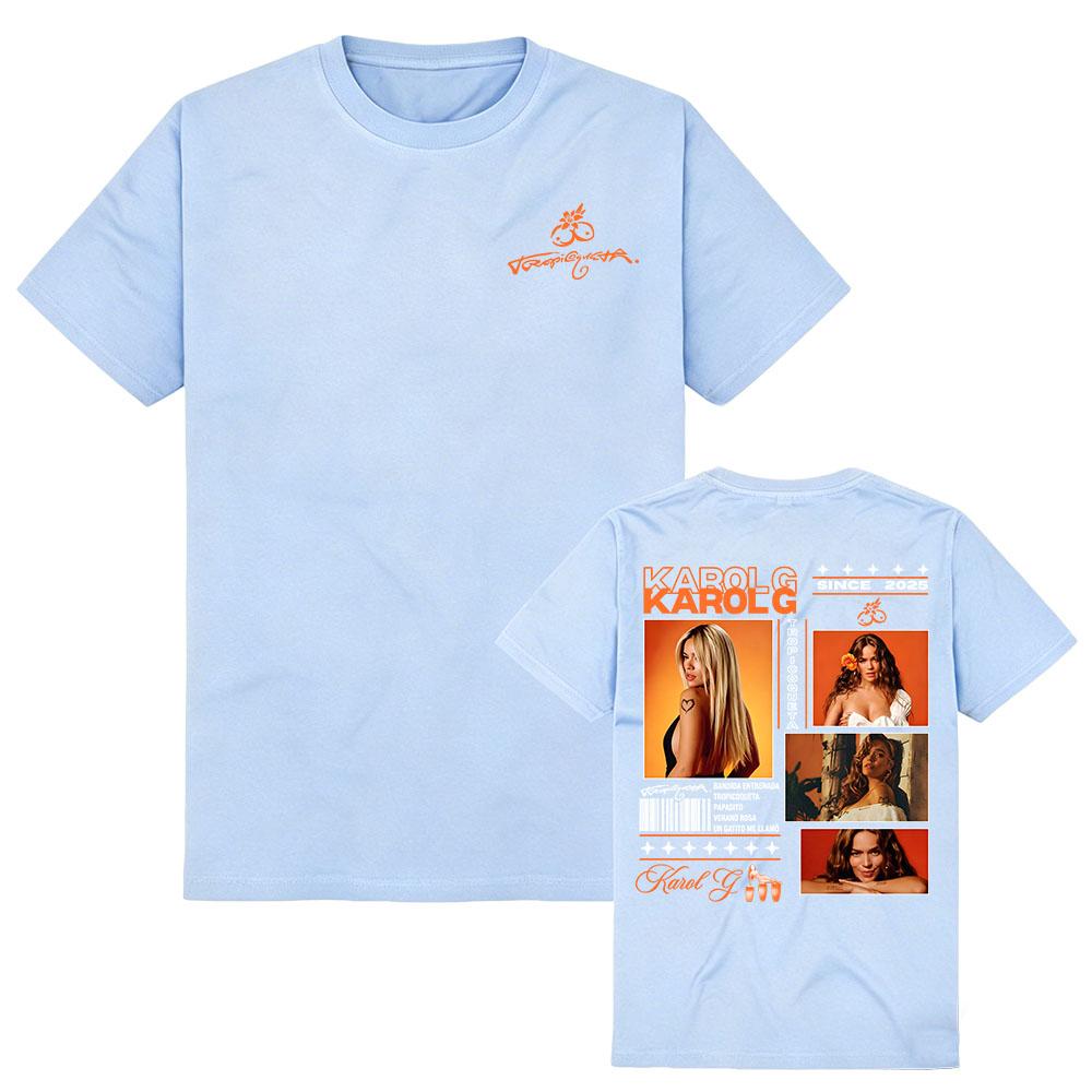 Singer KAROL G Graphic T-shirt Summer Cotton Women Men Clothing Loose Casual Short Sleeve O-neck Tshirts Unisex Streetwear Tees
