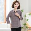 Hodo Women's Classic Plaid Seven-Quarter Sleeve Shirt