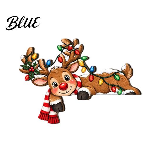 Seasonal Festive Store Display Wooden Christmas Door Topper 2D Flat Santa Claus Elk Snowman Cat Easy Install Frame Decor Corner Sign Funny