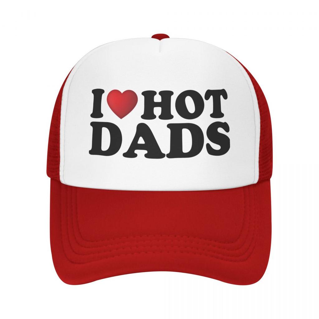 Fashion I Love Hot Dads Trucker Hat Unisex WoUnisex Personalized Adjustable Adult Baseball Cap Summer Hats Snapback Caps