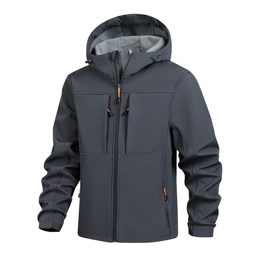 Men's Solid Color Outdoor Mountaineering Waterproof Windproof Fleece Jacket Outdoor Jacket