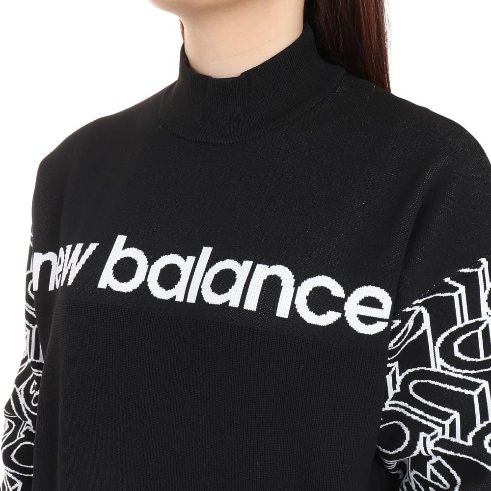 New Balance Golf Mock Neck Sweater 0 Women's (Geometric Sleeves, Stretch) / 012-3270502 010_Black [S]