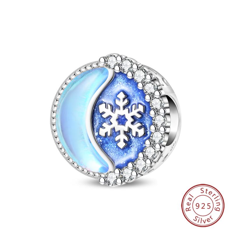 925 Silver Snowflake Snowman Penguin Charm Pendant Winter Jewelry Gift For Women DIY Birthday Present