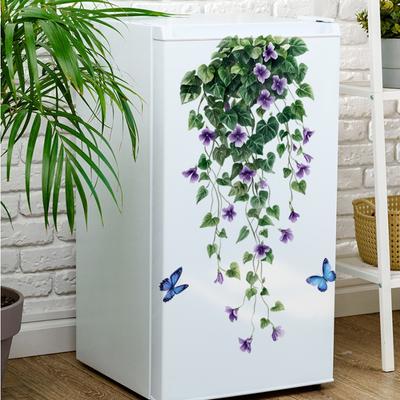 Aquarell Glyzinie Ranke Schmetterling Kühlschrank Dekorativ Wasserdicht Aufkleber Haushaltsgerät Verschönerung Wandaufkleber
