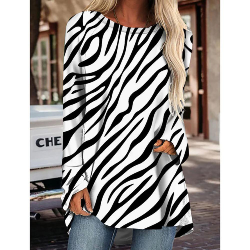 

Модный дизайн женская полосатая леопардовая футболка для женщин, девочек, праздничная одежда, свободная осенне-зимняя длинная футболка, топы, футболки L
