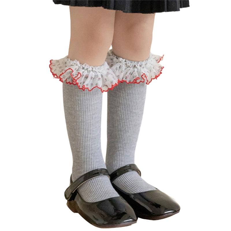 Lace Ruffle Socks Calf Socks for Teen Girls 3-13 Year Long Leg Warmer Knee Stockings Fashion Children Socks