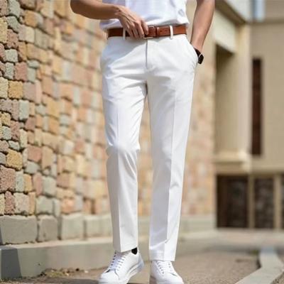 Europäische und amerikanische neue Herren-Slim-Fit-Anzughosen einfarbige Freizeithosen Sommer dünne atmungsaktive Hosen