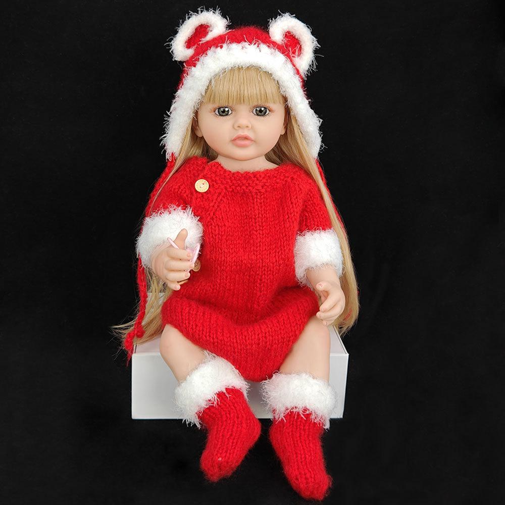 55 cm 22 zoll Lebensechte Reborn Baby Mädchen Puppe Weiche Silikon Lange Braune Haare Realistische Prinzessin Kleinkind Bebe Geburtstag Geschenk