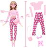 Pink Set 10 pcs 11.5'' Girl Doll Accessories 2 Tops Pants Shoes 1 Glasses Handbang Arm Sleeves Random Hairpin Kids Toy Gift