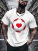 Men Summer Oversized T Shirt Love Heart Football Print Casual Short Sleeve Loose Streetwear Fashion Male Sports Daily Top