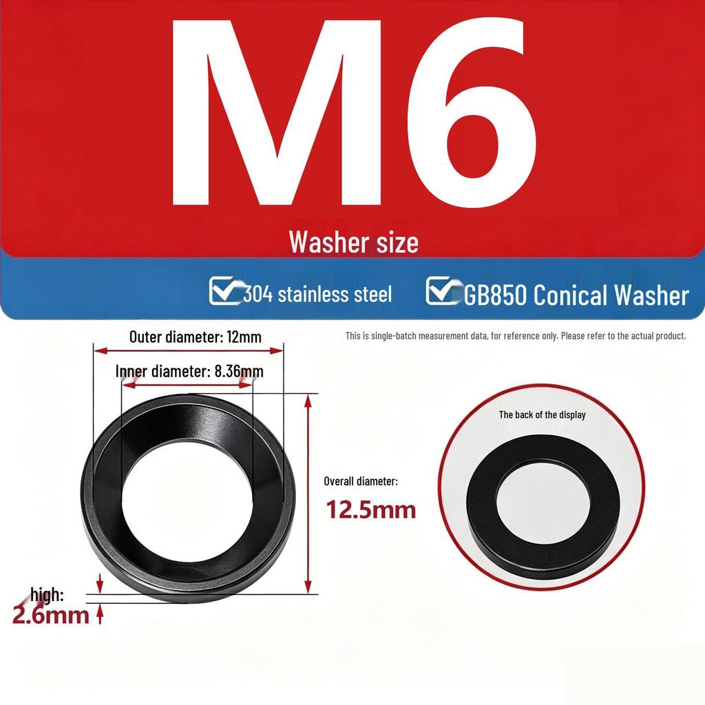 304 Stainless Steel Conical, Spherical, and Concave Convex Washers (M6, M8, M10, M12)