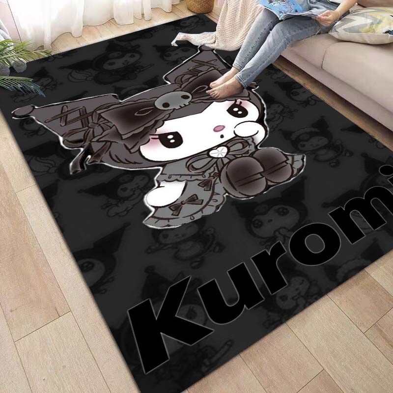 3D printed Kuromi cartoon rug, suitable for living room, bedroom, kitchen, doorway, children's non-slip floor mat, birthday gift
