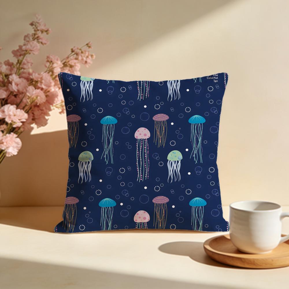 Glowing Jellyfish Cushion Cover Soft Pillow Cases for Home Bedroom Living Room Sofa
