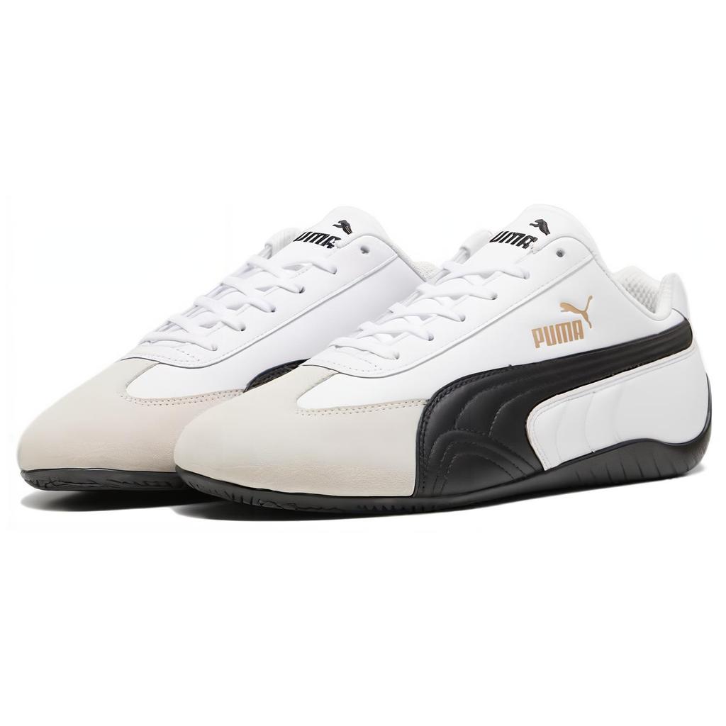 PUMA Speedcat Shield Leather, Suede Abrasion Resistant Low top Casual Shoes Unisex Black White 397116-01