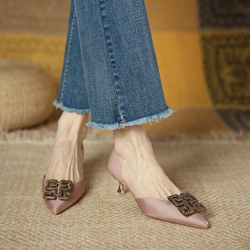 stiletto high heels women's spring and summer new temperament pointed head bag head sandals small size women's shoes