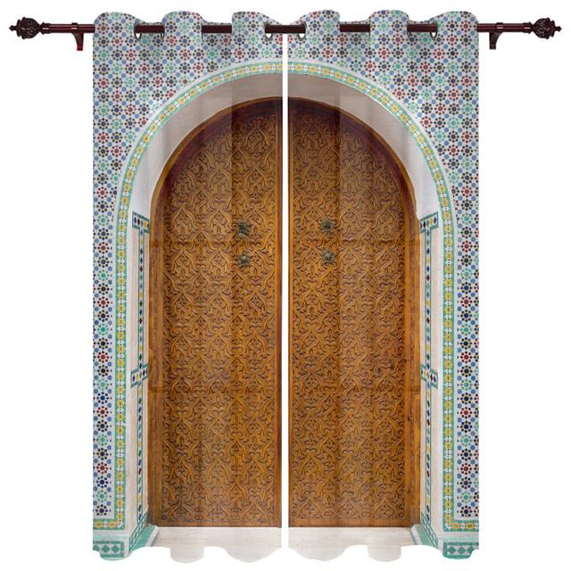 

Желтые настенные ворота, марокканские оконные шторы, занавески для детской комнаты, гостиной, панели, шторы с балдахином для кухни 135W x 60H(cm)