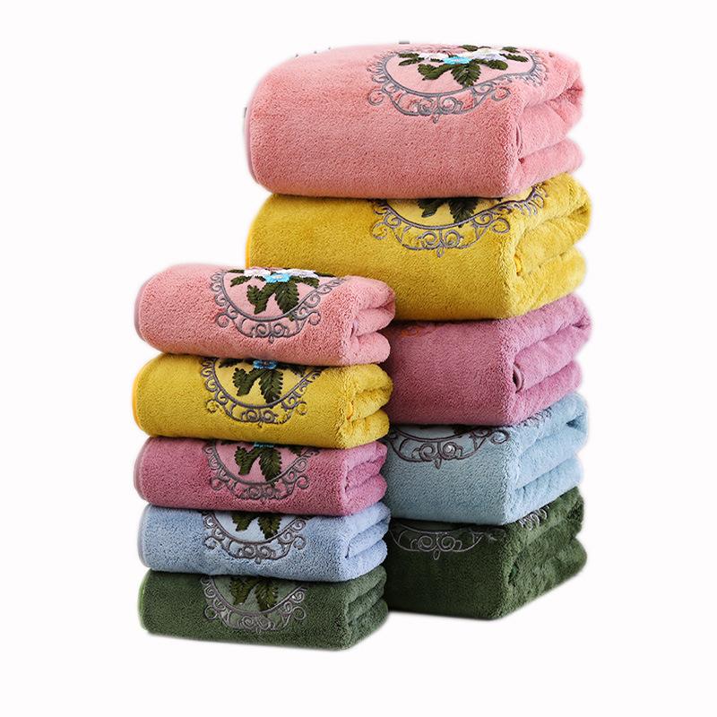 Mirror Flower High-density Coral Fleece Towel Bath Towel Mother Towel Home Face Towel Soft and Absorbent