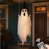 Gruseliger LED-Geist für den Garten Leuchtende Halloween-Hängeschaukel mit Hexenhut, Fernbedienung Einstellbar Langlebige Stoffdekoration Helligkeit, Fliegend