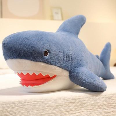 1.2m Long-Haired Blue Shark Plush Pillow Toy for Kids