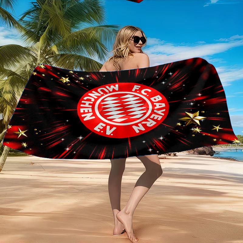 Munich FC Artwork Printed Microfiber Beach Towel, Soft And Absorbent, Quick-Dry, Ideal for Summer Travel, Beach Essential, Swimming Pool