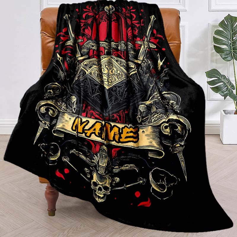 Dark Sword Style Customize Your Name Blanket Used For Chair Office Sofa Bed Camping Soft And Warm Giving Friends And Relatives Birthday Graduation