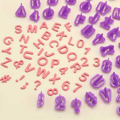 40-teiliges kleines lila Alphabet-Zahlen-Ausstecher-Set, DIY-Backwerkzeug, Symbol, Fondant, Kuchen, dekorative Druckform, alphanumerische Kunststoff-Keksform