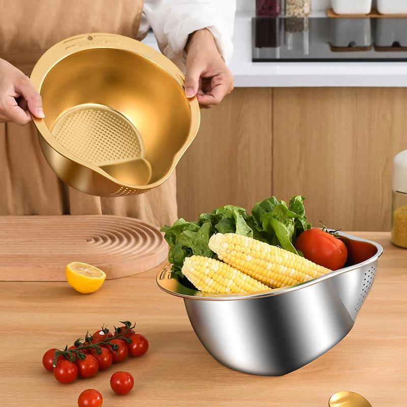 304 Stainless Steel Rice and Vegetable Washing Basin with Sieve
