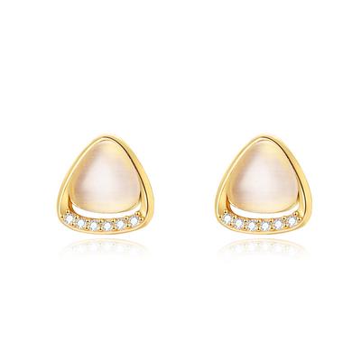 Korean Version Basic Simple Triangle Cat Eye Stud Earrings New Trendy Autumn and Winter Versatile Style