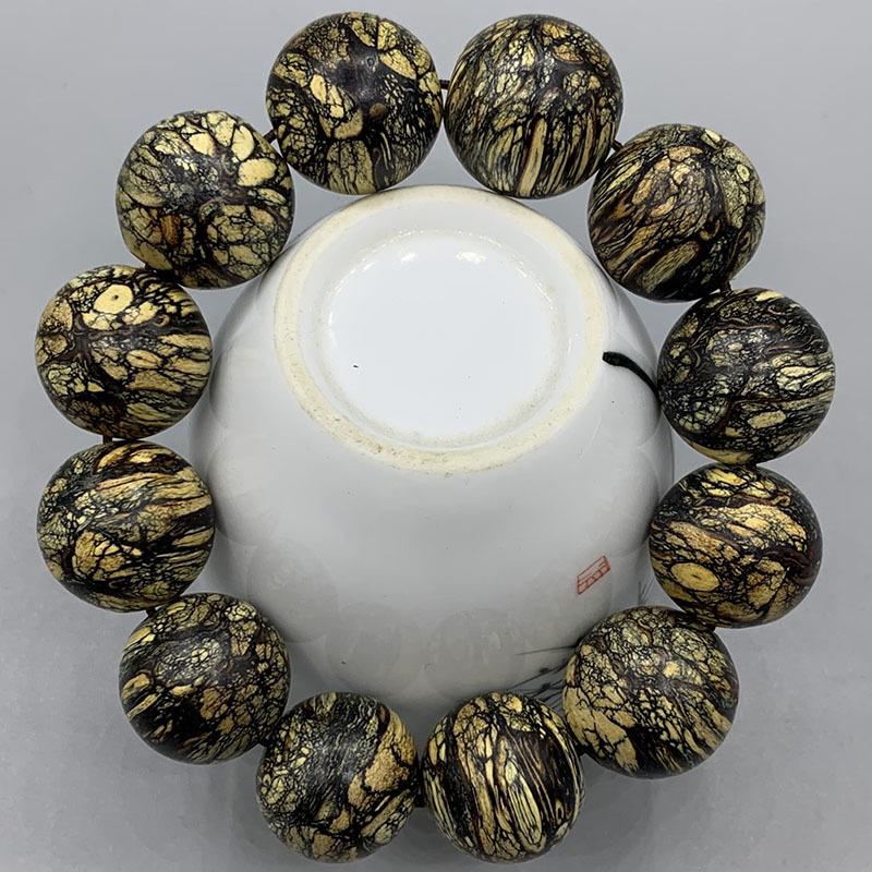 Dala Gan Agarwood Scarred Flower Prayer Beads 2.0 – Craftsmanship Wooden Men s Bracelet 1.8cm 13 beads