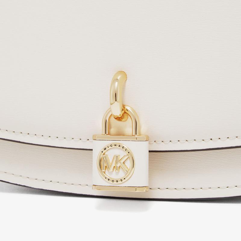 New MICHAEL KORS Mila Cow Leather Saddle Bags Shoulder Bags Medium Size Women's White 30S3GIMM8L-289