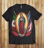 Our Lady of Guadalupe Mexico USA Flag Roses T-shirt