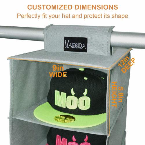 VAESIDA Hat Storage Case, Display Case, Hanging Storage, Hat Rack, Foldable, Multifunctional Baseball Cap Rack, Large Capacity, 10 Tiers, Space-Saving